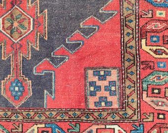 Rare 4x6 Karaja rug Colorful, Antique 4x6 heriz rug, Serapi rug vintage 4x6, Oriental rug 4x6, Tribal rug, Caucasian rug, Furniture home