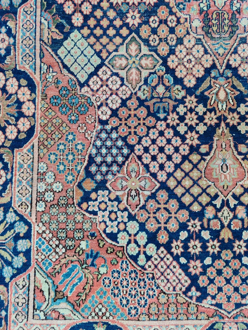 Navy 4x7 Malayer Rug, Antique 4x7 Persian Rug, Heriz Rug 4x7 Vibrant ...