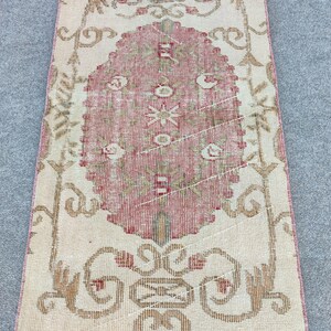 70x200 Läufer rosa Farbe, dünner antiker Teppich 2x7, Vintage Läufer 2x7, schmaler Läufer, türkischer 2x7 Oushak-Läufer, persischer Läufer