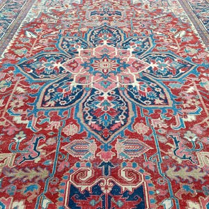 8x11 Heriz rug Oversize, Antique 8x11 Persian rug, Malayer rug vintage 8x11, Serapi rug, Living room rug 8x11 Red, Colorful oriental rug