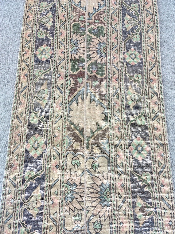 2x12 Turkish Oushak runner rug vintage patchwork, Skinny extra long runner rug, Home furniture