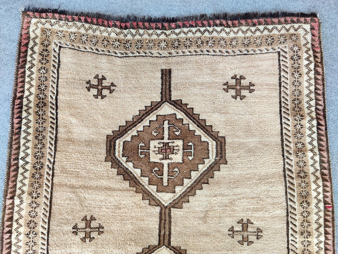 4x8 Persian Rug Natural Color, Vintage Rug 4x8 Oushak, 4 Ft Wide Runner ...