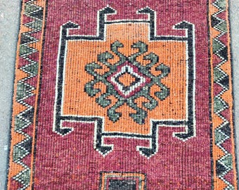 Rare 3x11 herki rug, Kurdish rug runner 3x11 vintage, Persian 3x11 heriz rug runner, Turkish 3x11 oushak runner, Vibrant runner rug 11 feet