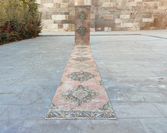 19 ft lange loper, traploper, loper 2x19 3x19 Turks, lange vintage loper 3x20 Oushak, tribale Heriz loper