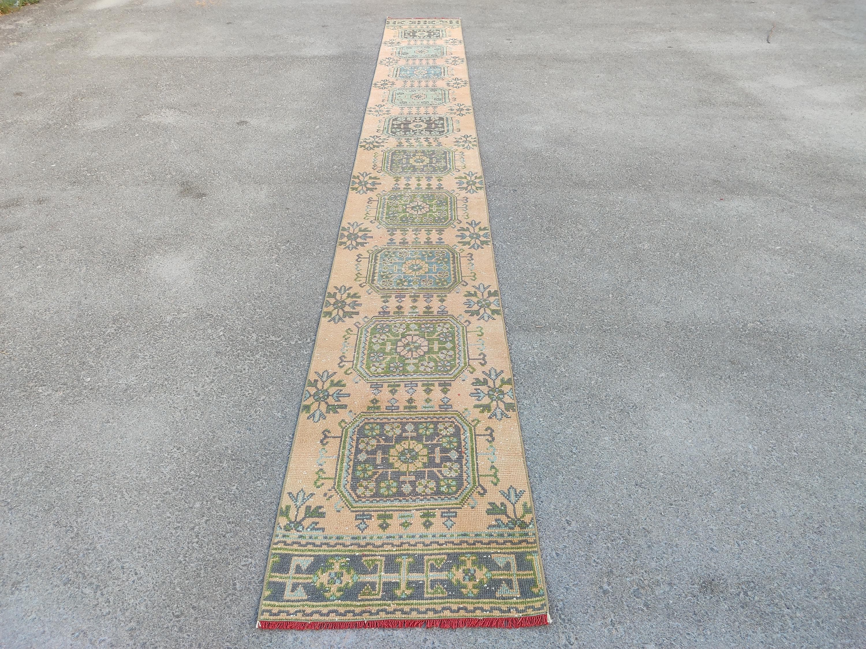 16 Feet Runner for Long Hallway, Stair Rug Runner, Turkish Runner 2x16 ...
