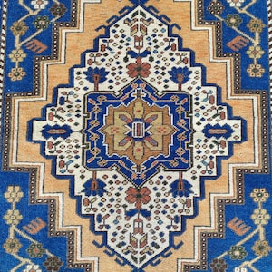 Blue 4x5 turkish rug, Vintage rug 4x5, Oushak rug 4x5, Persian 4x5 heriz rug, Afghan rug, Oriental rug, Modern luxury rug, Home furniture