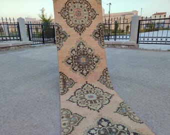 24' foot runner Turkish extra long, Stair rug runner, Hallway long runner, Long runner vintage 2x24 oushak, Persian heriz runner rug