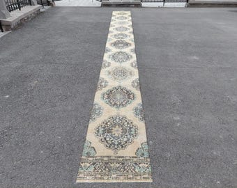 2.5 x 25 ft, Runner rug 2x25 Turkish, Extra long runner for hallway, Persian 2x25 heriz rug runner, Vintage 2x25 oushak runner, Soft rug