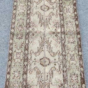 2x7 runner Turkish, Skinny rug runner, Vintage runner 2x7, Oushak runner 2x7, Narrow runner rug, Bathroom rug, Patchwork rug
