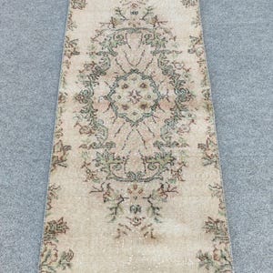 70x200 Läufer rosa Farbe, dünner antiker Teppich 2x7, Vintage Läufer 2x7, schmaler Läufer, türkischer 2x7 Oushak-Läufer, persischer Läufer