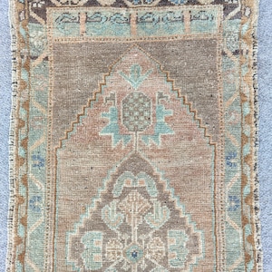 2x4 rug vintage, Skinny rug, Turkish rug 2x4, Oushak rug 2x4, narrow small rug 2x4, Doormat rug 2x4 bath mat, Persian 2x4 heriz rug wool