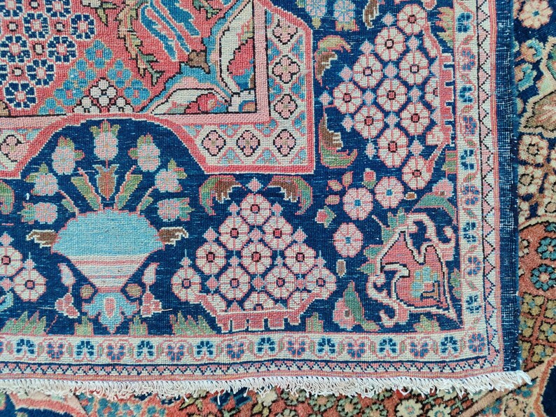 Navy 4x7 Malayer Rug, Antique 4x7 Persian Rug, Heriz Rug 4x7 Vibrant ...