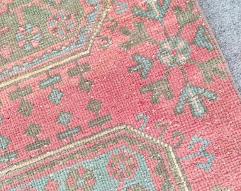 Rare! 2.7 x 11 ft, Turkish runner 3x11, Vintage runner 3x11, Oushak runner 3x11, Tribal 3x11 heriz runner rug, Geometric rug, Furniture