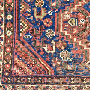 Crazy 4x5 antique Shiraz rug, Persian rug 4x5 Navy, Heriz rug 4x5 vintage, Afghan rug, Oriental rug, Malayer rug, Vibrant Turkish rug