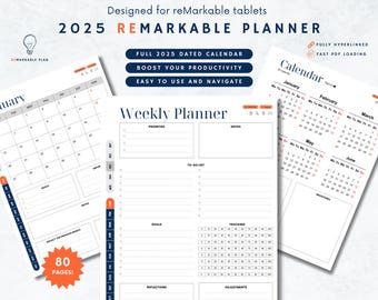 Plantillas reMarkable 2025 con fecha completa, plantillas reMarkable 2, planificador reMarkable, calendario reMarkable, planificador reMarkable 2, plan digital