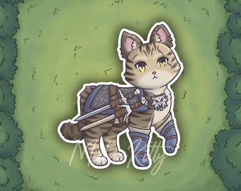 Sticker en vinyle chat sorceleur | Fabriqué à la main, plastifié et facile à enlever | Créatures croisées