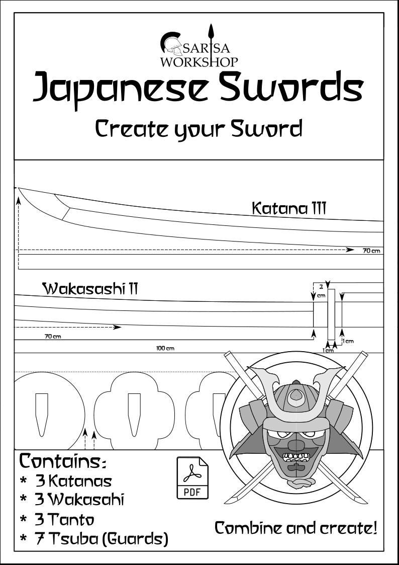 Katana Ruler Patterns Japanese Swords Pattern Collection - Etsy