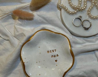 Personalised Gold Splatter Ring Dish, Trinket, Engagement, Valentine’s Day, Wedding, Bride, Mother’s Day, Jewellery Dish, Custom Initials