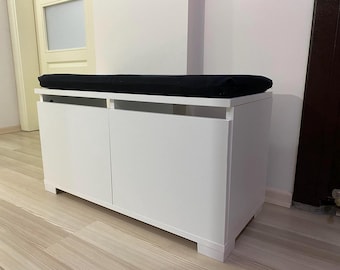 Seated Shoe Rack and Pouffe - White Decorative Shoe Storage