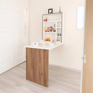 Mesa dobrável de madeira montada na parede: Mesa de jantar de cozinha estilo Murphy