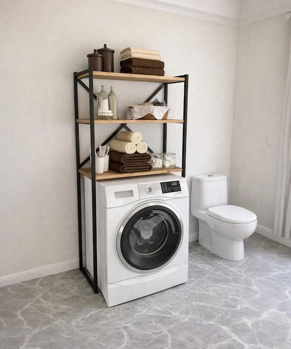 3-Regal Metall Badezimmer Organizer Regal über Waschmaschine - White Walnut Finish