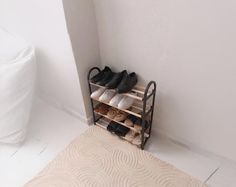 4-Tier Wooden Shoe Rack with Rods: Modern Shoe Storage