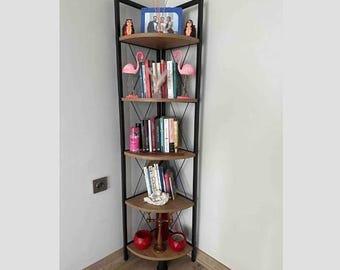 Libreria angolare in metallo - Mensola decorativa in legno