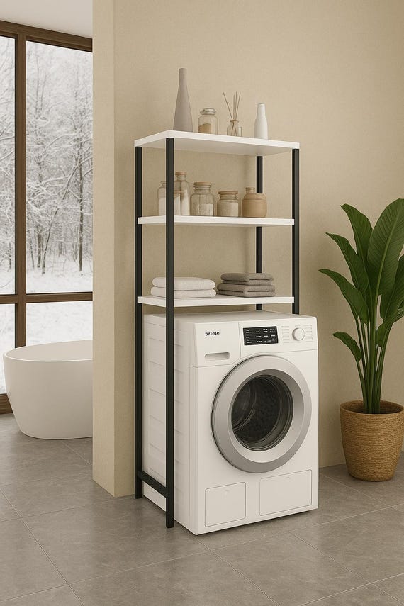 Waschmaschinen Organizer Regal Weiß 3-Regal Badezimmer Organizer