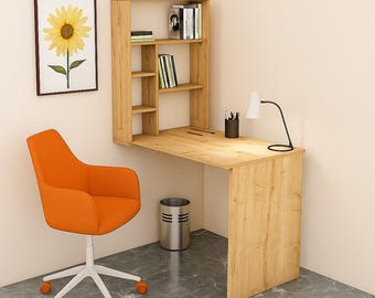 An der Wand befestigter Arbeitstisch - Weiß, Walnuss, Anthrazit-Arbeits-Schreibtisch - Murphy-Holztisch