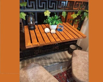 Small Wooden Folding Balcony Table: Paintable Murphy Table