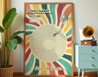 Custom Vinyl Lyrics Print: Personalized Retro Music Poster