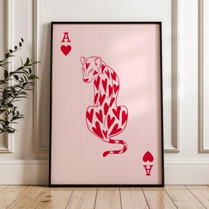 Ace of Hearts Print: Pink Playing Card Wall Art, Modern Decor