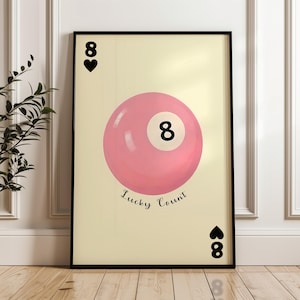 Modny nadruk 8 Ball, Lucky You, plakat Vintage Pool Ball, dekoracja wózka barowego, plakat do druku Pool Ball, modna sztuka ścienna, estetyczna sztuka ścienna