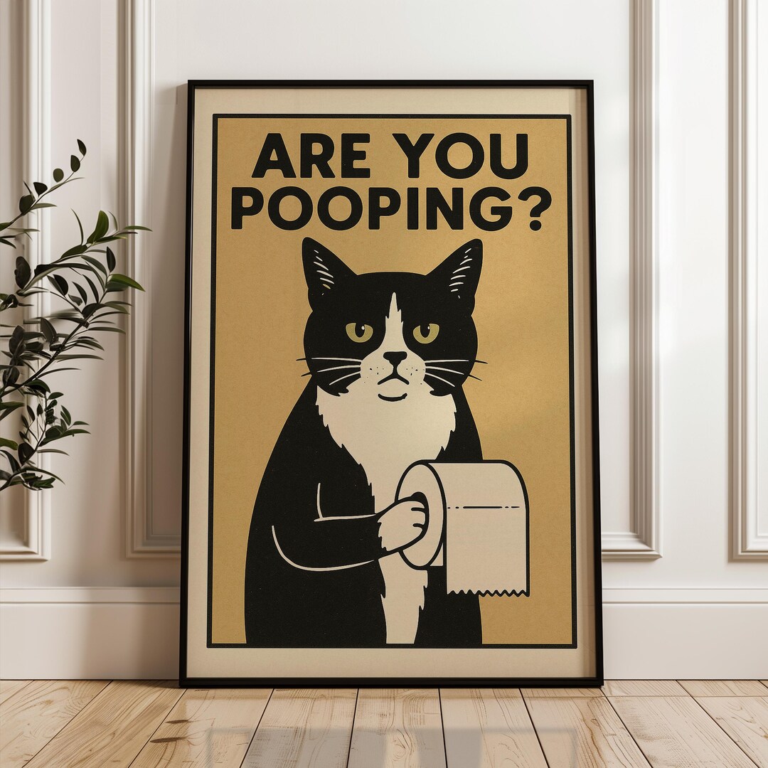 Funny Black Cat Bathroom Poster: Retro Toilet Paper Wall Art - Etsy UK