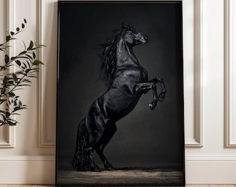 ブラックスタリオンウォールアート 雄大な馬のキャンバスプリント
