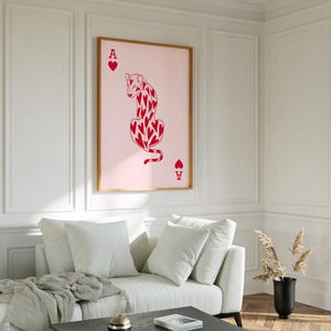 Asso di Cuori - Stampa su tela o poster di carte da gioco rosa, decorazione da parete moderna ed estetica.
