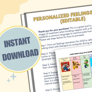 Personalized Feelings / Emotion Chart (Editable)