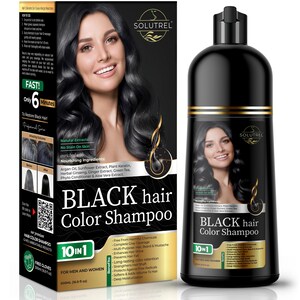 Black Hair Dye Shampoo, Complete Gray Coverage, Organic 10-in-1 Unisex Hair Color Shampoo, No Hair Damage, No Skin Stain - Ammonia Free.