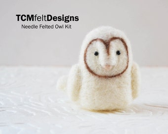 Needle Felting Owl Kit, wool DIY complete bird fiber kit for beginners