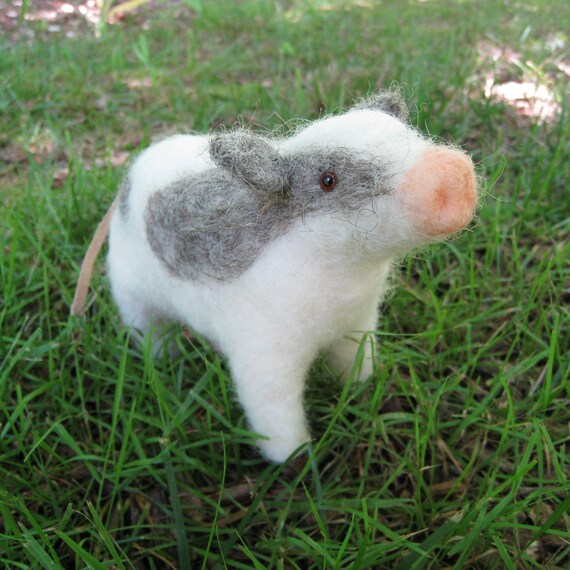 Brown eyed cow, needle felted animal fiber sculpture