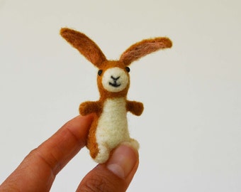 Radish, pocket rabbit, needle felted animal miniature soft sculpture art