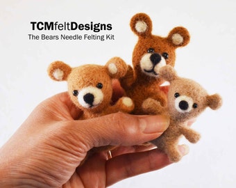 Needle Felting Kit, The Bears Advanced Beginner/Intermediate Level Fiber Art Kit