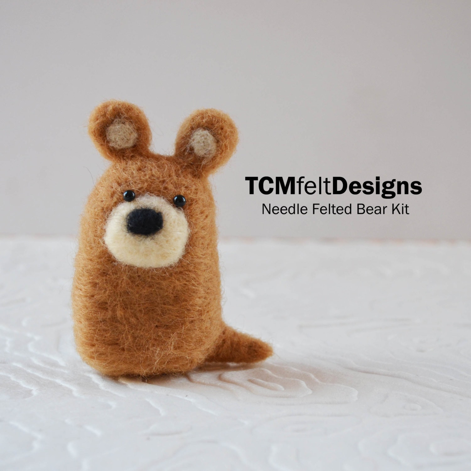 Needle Felting Bear Kit complete wool fiber animal kit for Etsy