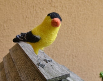 Mr. American Goldfinch, needlefelted bird art