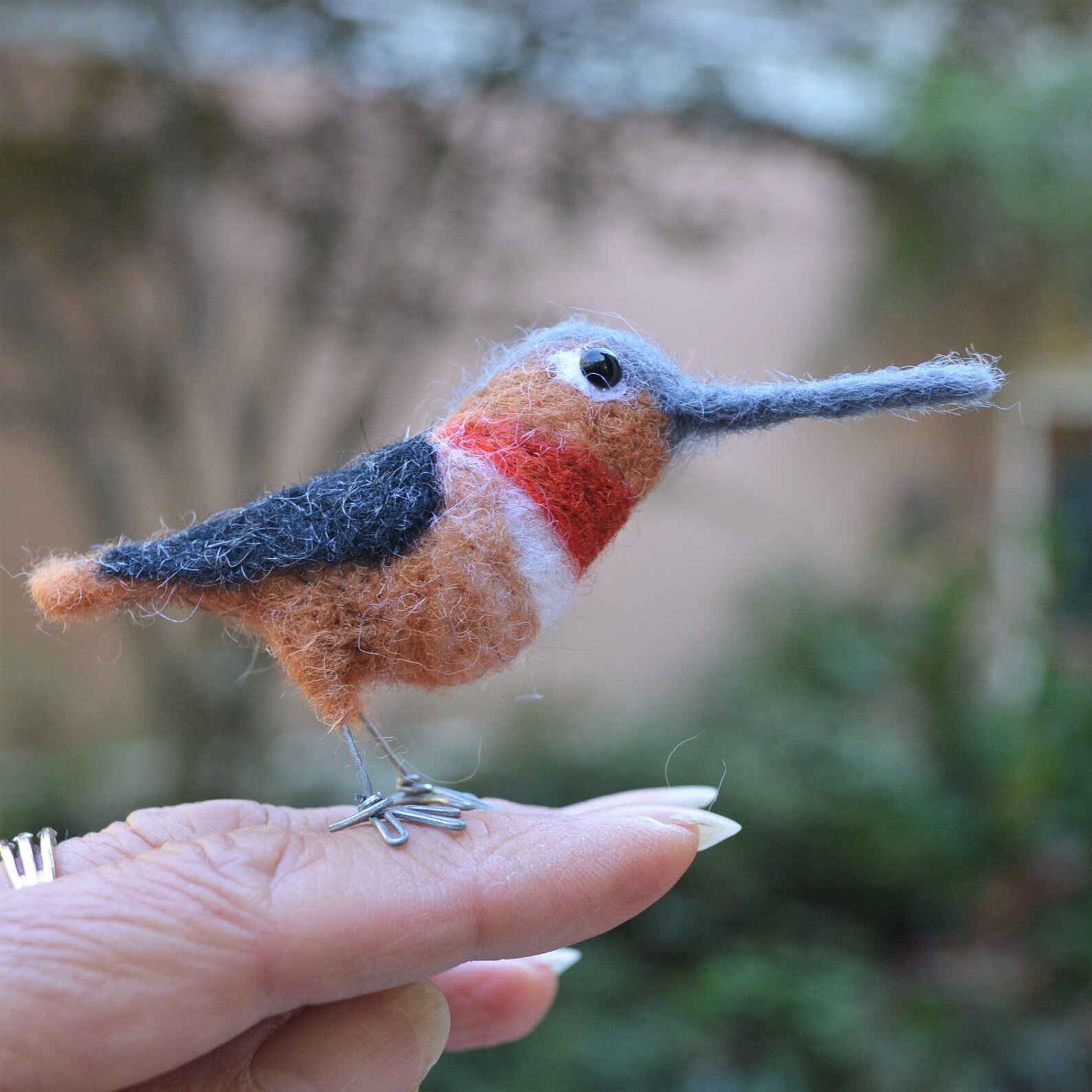 Mr. Rufous Hummingbird Needle Felted Bird Fiber Sculpture Etsy Canada