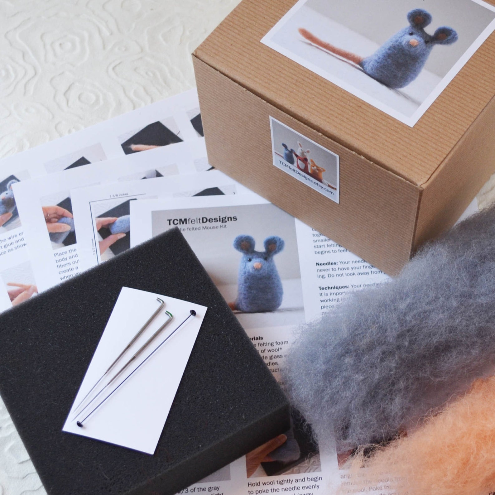 Needle Felting Kit Mouse Wool Complete Animal Fiber Kit for Etsy