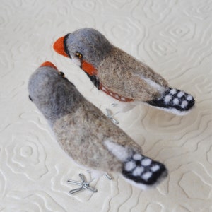 Mr. or Mrs. Zebra Finch, needle felted pet bird sculpture image 2