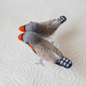 Mr. or Mrs. Zebra Finch, needle felted pet bird sculpture image 4