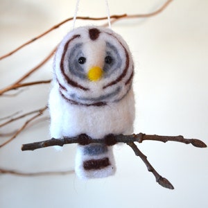 3 available to ship, Barred Owl bird ornament, needle felted sculpture image 3