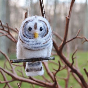 3 available to ship, Barred Owl bird ornament, needle felted sculpture image 1